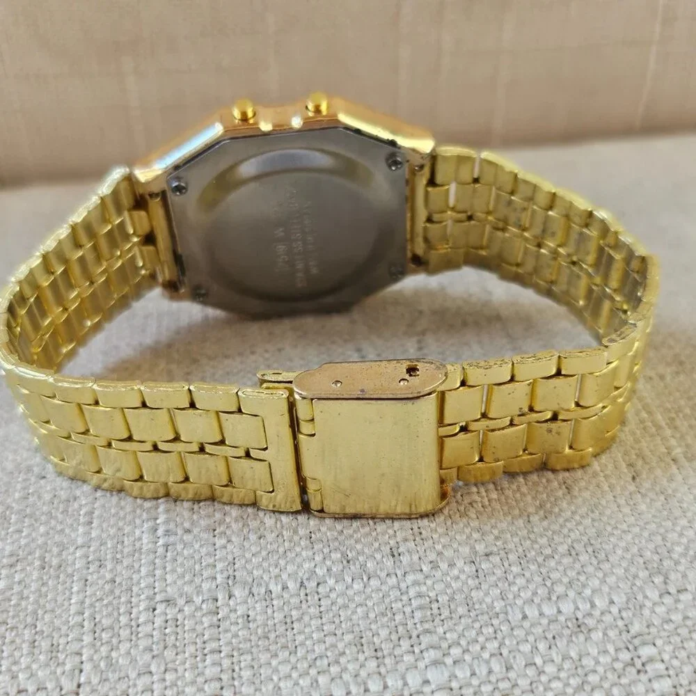 Women Wristwatch Yellow Gold Tone Digital Wrist Watch Multi Functional NEW - Picture 8 of 12